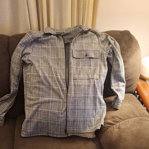 Men's Stylish Black and White Checkered Shirt Jacket